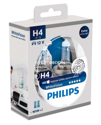 Купить PHILIPS WHITE VISION (H4, 12342WHVSM) | Svetodiod96.ru